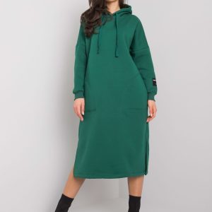 Dark green sweatshirt dress with pockets Sheffield RUE PARIS