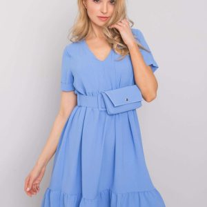 Dark blue dress with ruffle Vianna