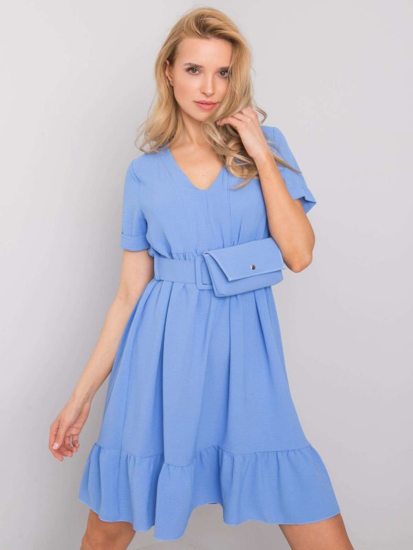 Dark blue dress with ruffle Vianna