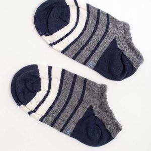 Grey-navy striped foot socks