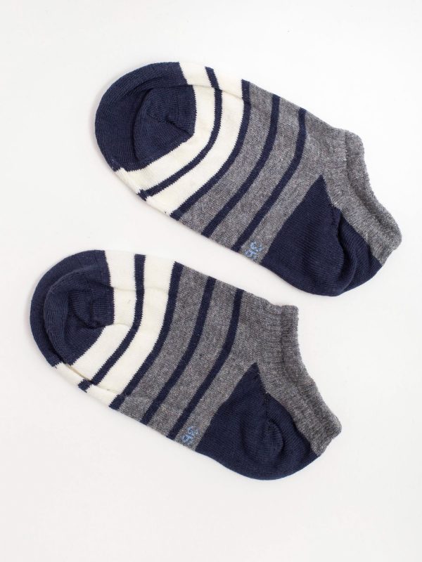 Grey-navy striped foot socks