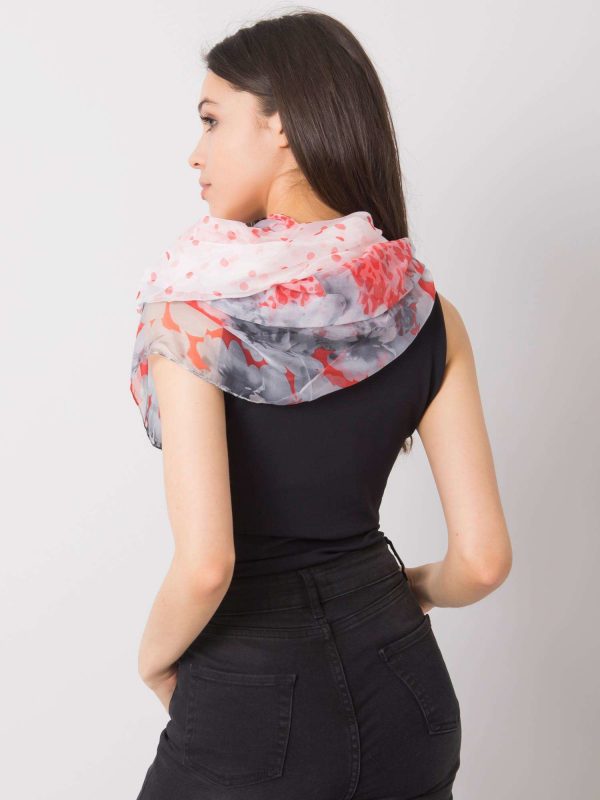 Red-grey scarf with patterns