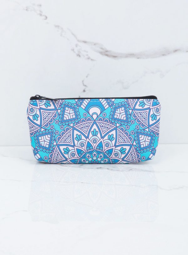 Blue Patterned Cosmetic Bag