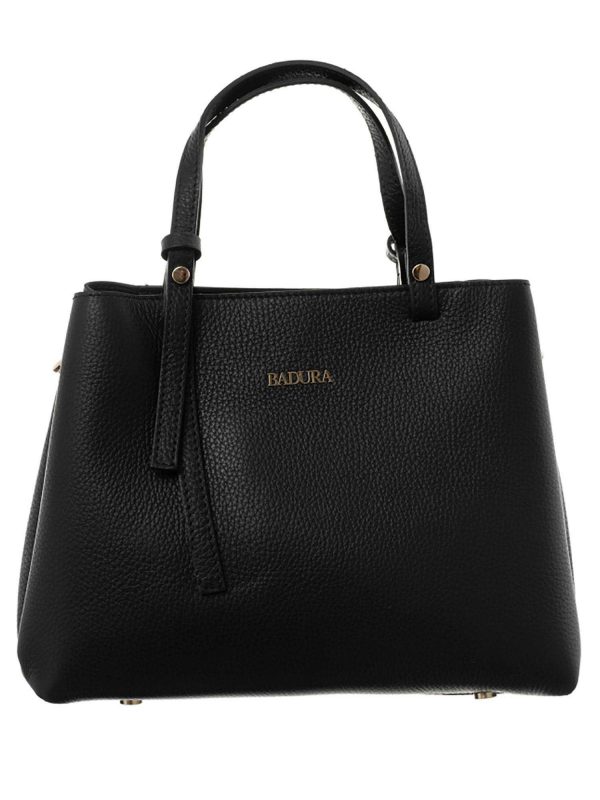 Black leather handbag BADURA