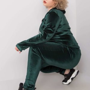 Dark Green Plus Size Velour Set Simona