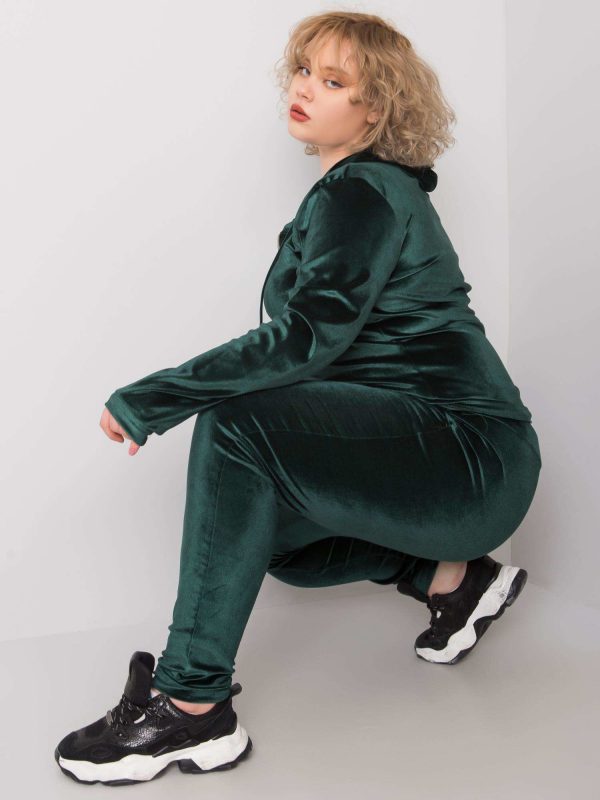 Dark Green Plus Size Velour Set Simona