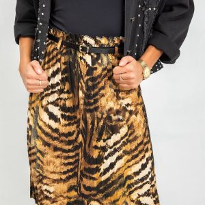 RUE PARIS Brown Muffin skirt