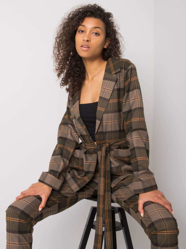 Khaki Marjorie's checkered blazer