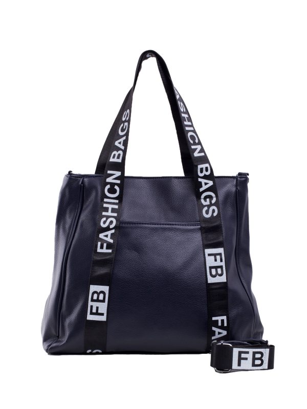 Navy blue eco leather city bag