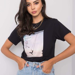 Black T-shirt with Oriana print