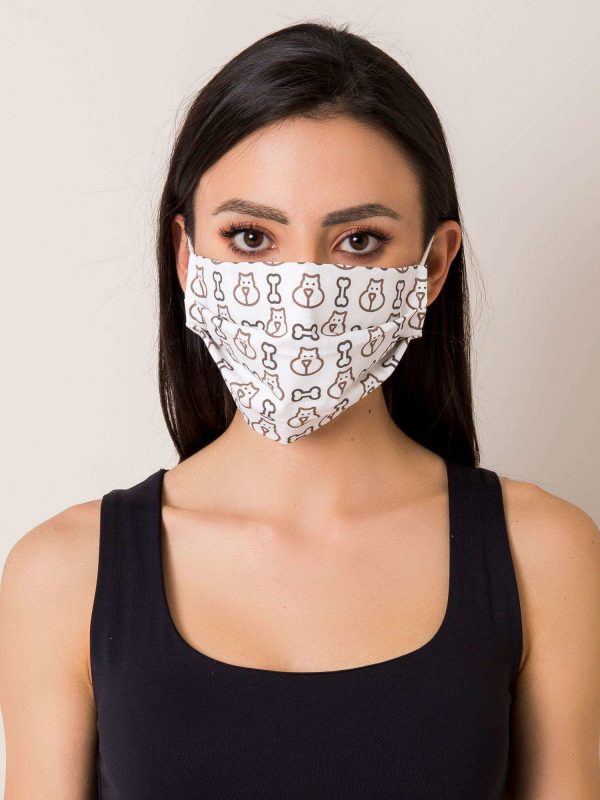 White and black striped cotton mask