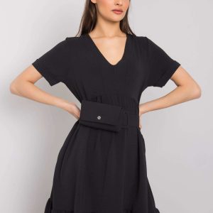 Black dress with ruffle Vianna