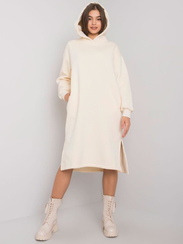 Christel Cream Hooded Sweatshirt Dress