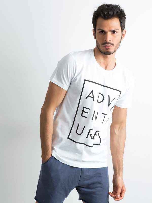 White men's t-shirt with inscription