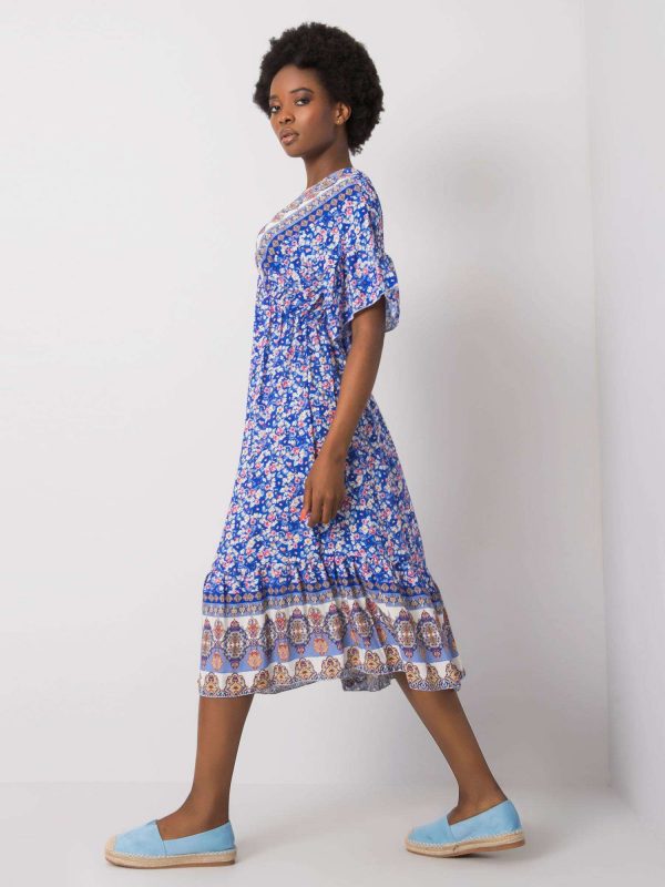 Blue Patterned Selkie Dress