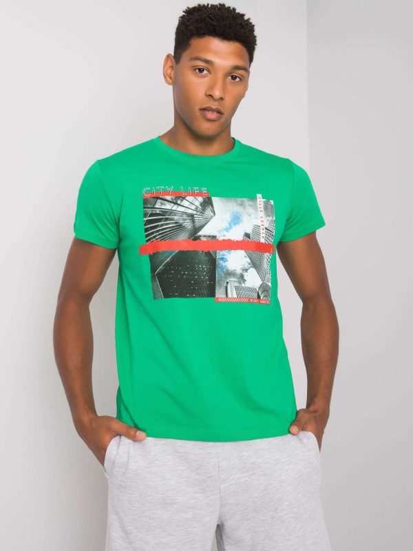 Dark green t-shirt for men with print Deacon