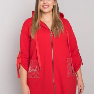 Red Zurich Plus Size Zipper Sweatshirt