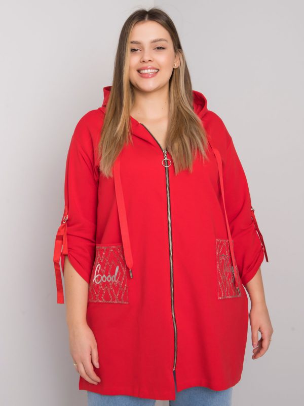 Red Zurich Plus Size Zipper Sweatshirt