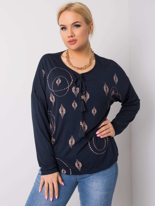 Navy blue plus size blouse Cassie