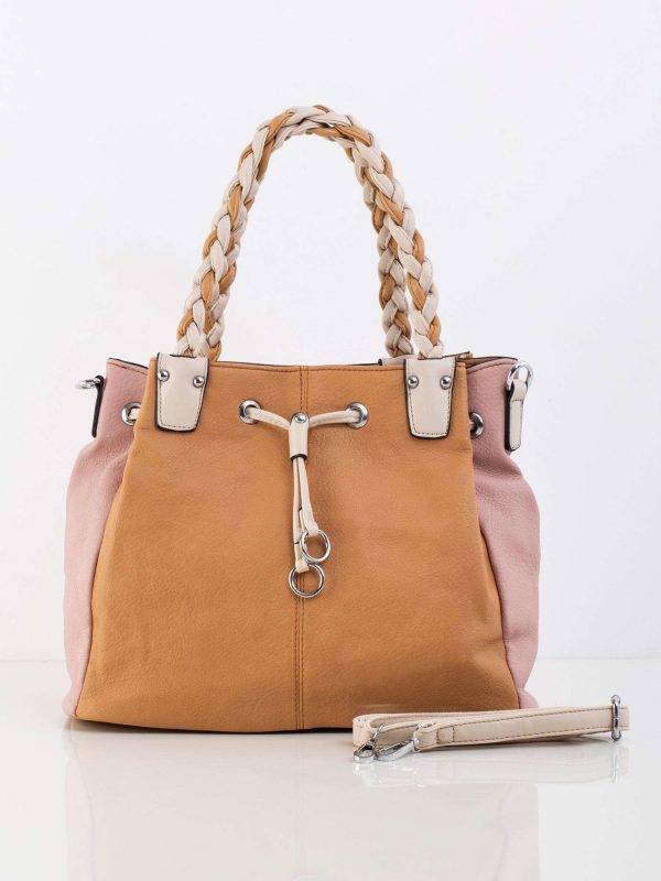 Beige bag with braided handles