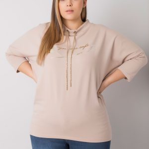 Light beige plus size blouse with lettering