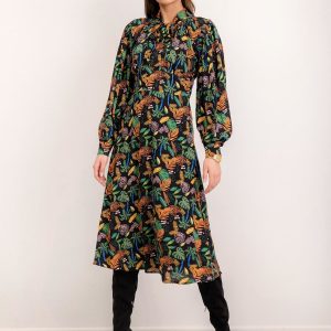 BSL Black Colorful Pattern Dress