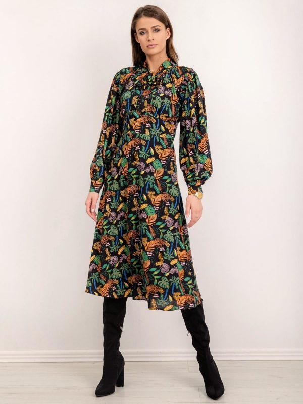 BSL Black Colorful Pattern Dress