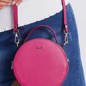 Pink Round Leather Handbag