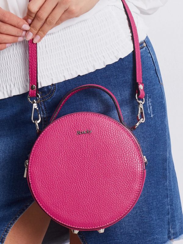 Pink Round Leather Handbag