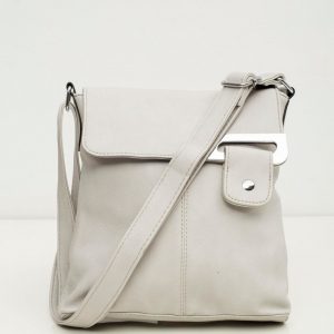 Light Grey Eco Leather Messenger Bag