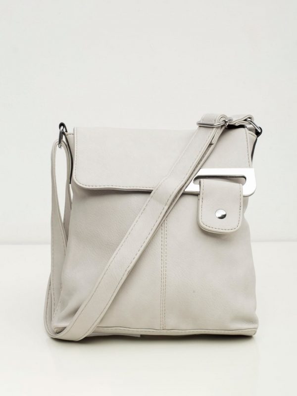 Light Grey Eco Leather Messenger Bag