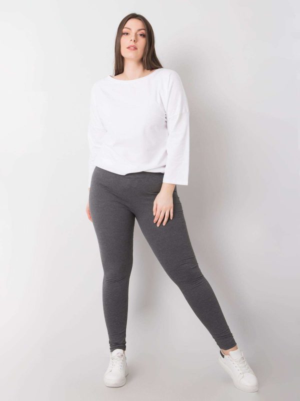 Dark Grey Melange Plus Size Cotton Leggings Phoebe