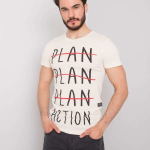 Light beige men's t-shirt with motivational print