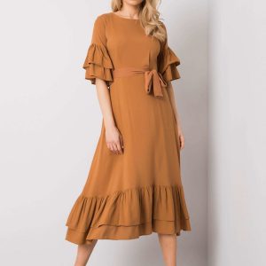 Brown ruffle dress Khalani RUE PARIS