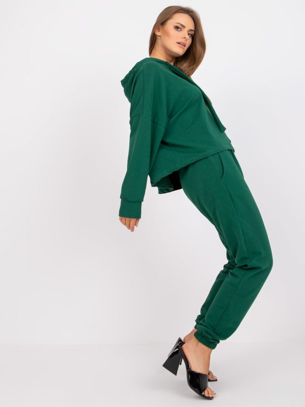 Dark green sweatshirt basic with oversize sweatshirt