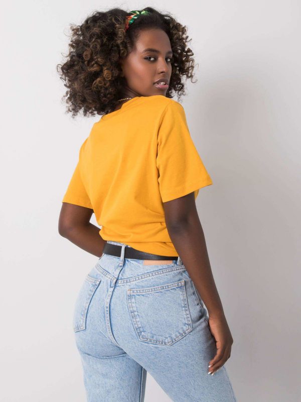 Mustard T-shirt with print Larissa