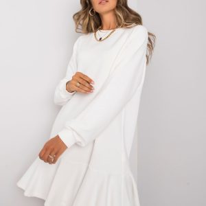 White dress with ruffle Perrine