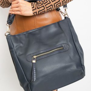 Dark blue eco-leather city bag