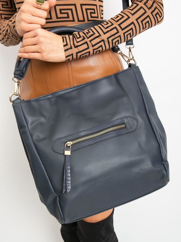 Dark blue eco-leather city bag