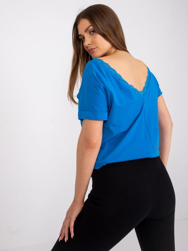 Dark blue blouse with neck on the back Salma RUE PARIS