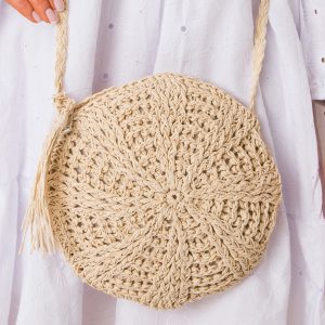 Light Beige Small Braided Handbag