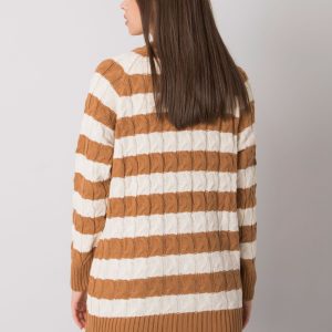 Camel Cream Lamia Striped Cardigan