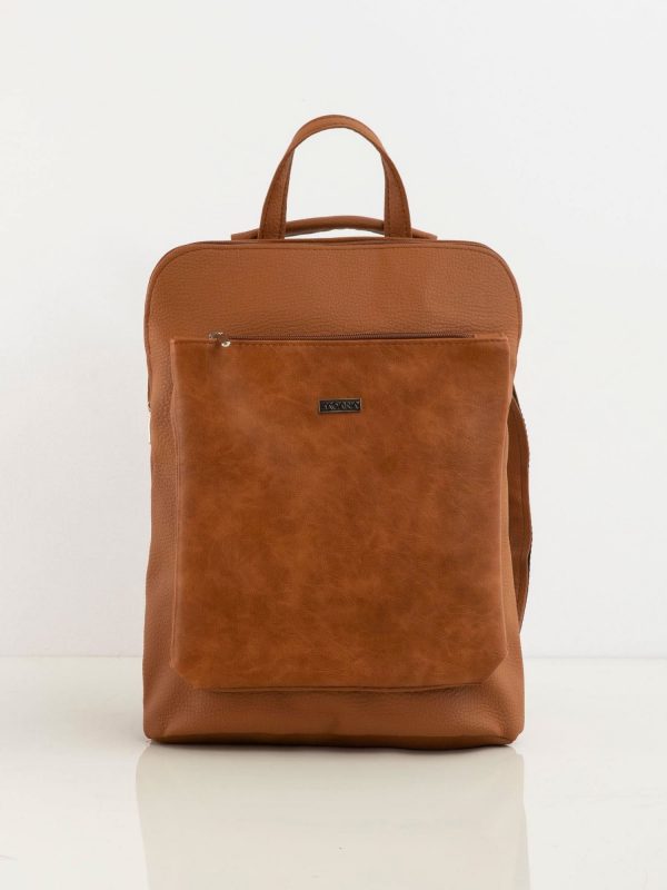 Light brown eco-leather backpack