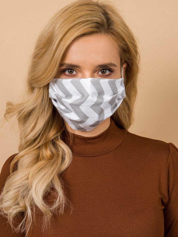 White and Grey Cotton Face Mask