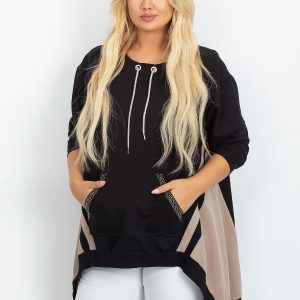 Black and beige plus size Relief sweatshirt