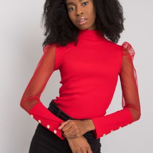 Red blouse for women with turtleneck Donnah RUE PARIS