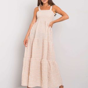 Michel's beige checkered dress RUE PARIS