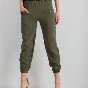 Khaki trousers with welts