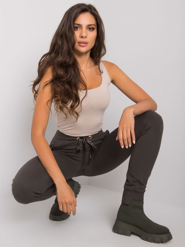 Davina Dark Khaki Cotton Sweatpants