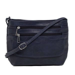 Navy blue eco leather handbag